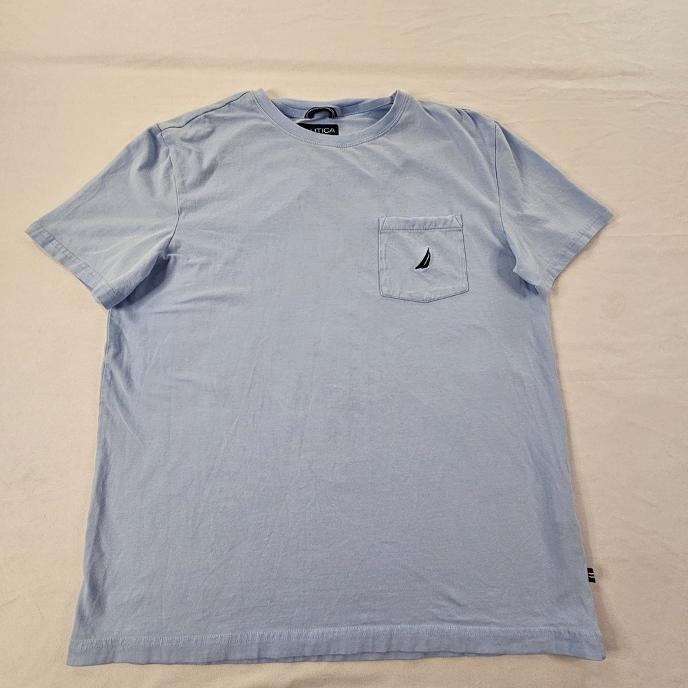 Nautica Active Stretch Blue Short Sleeve Cotton Spandex Pocket T-Shirt Men's M